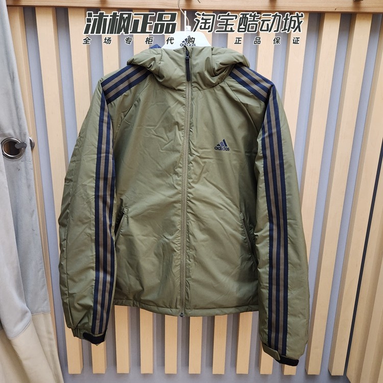 阿迪达斯保暖连帽羽绒服防风外套