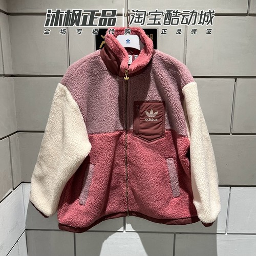 三叶草羊羔绒保暖外套立领女夹克