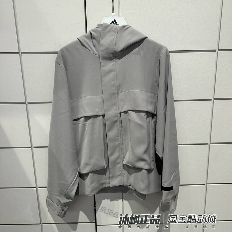阿迪达斯男女款连帽工装运动夹克