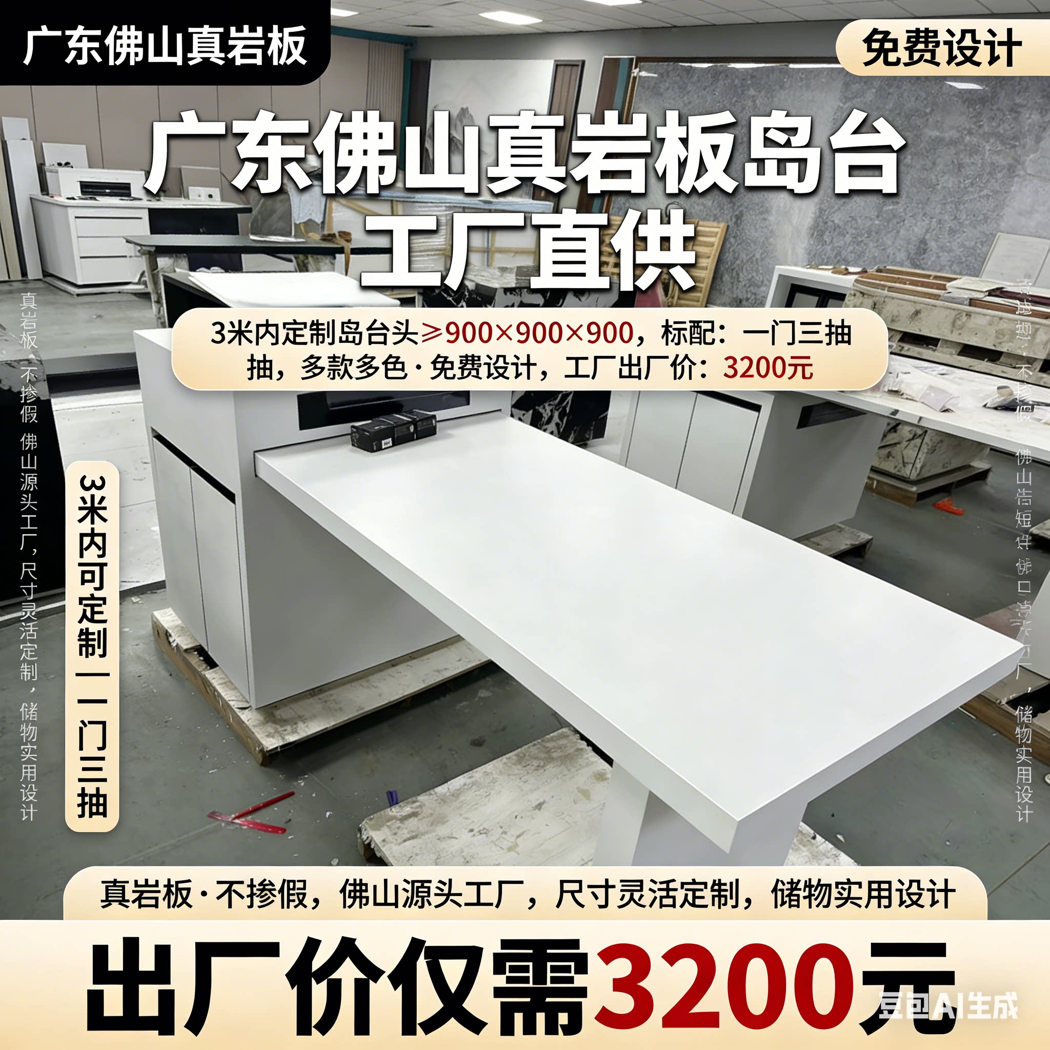 岩板岛台源头大厂可移动伸缩水槽吧台餐桌一体热弯弧形茶台定制