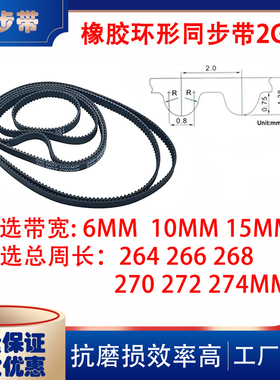 2GT同步带闭口橡胶传动带264 266 268 270 272 274mm3d打印机配件