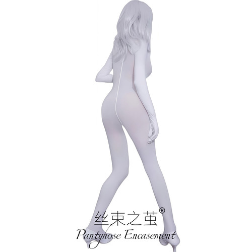 加大码连体丝袜情调天鹅绒男女加厚全包紧身衣JJ套白丝变装zentai