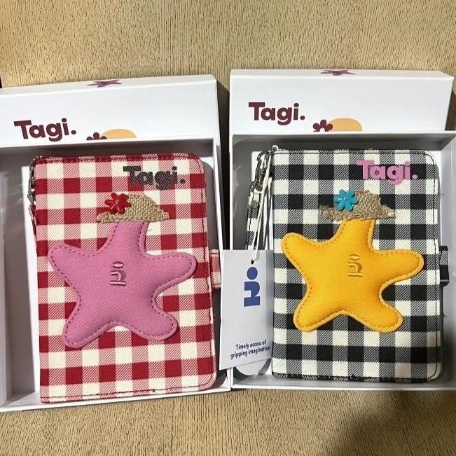 Tagi《塔皮星》护照夹小红书爆款彩色菱格纹帆布艺手提链条证件夹