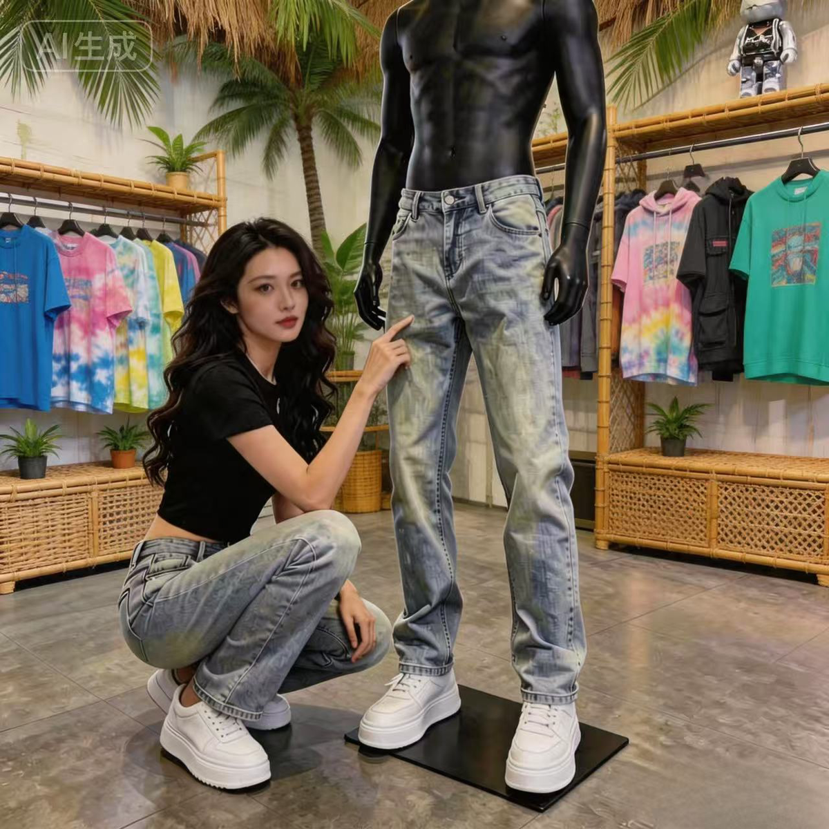 黄蓝泥夏季新款宽松水洗弹力美式痞帅时尚休闲男士水洗做旧牛仔裤