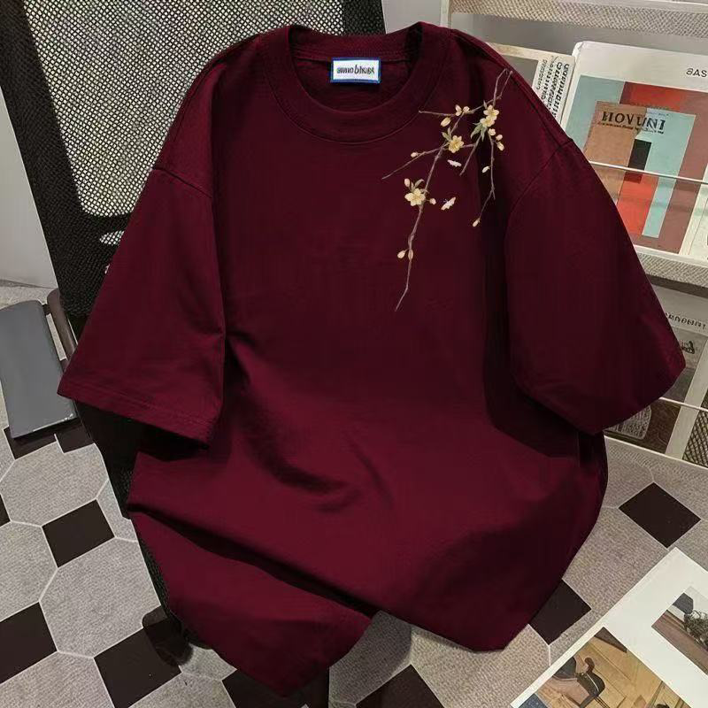 纯棉美式复古印花梅花中式短袖男女夏季设计感小众潮牌上衣半袖,女装/女士精品,T恤,淘宝优惠券,粉丝福利购,淘宝优惠卷