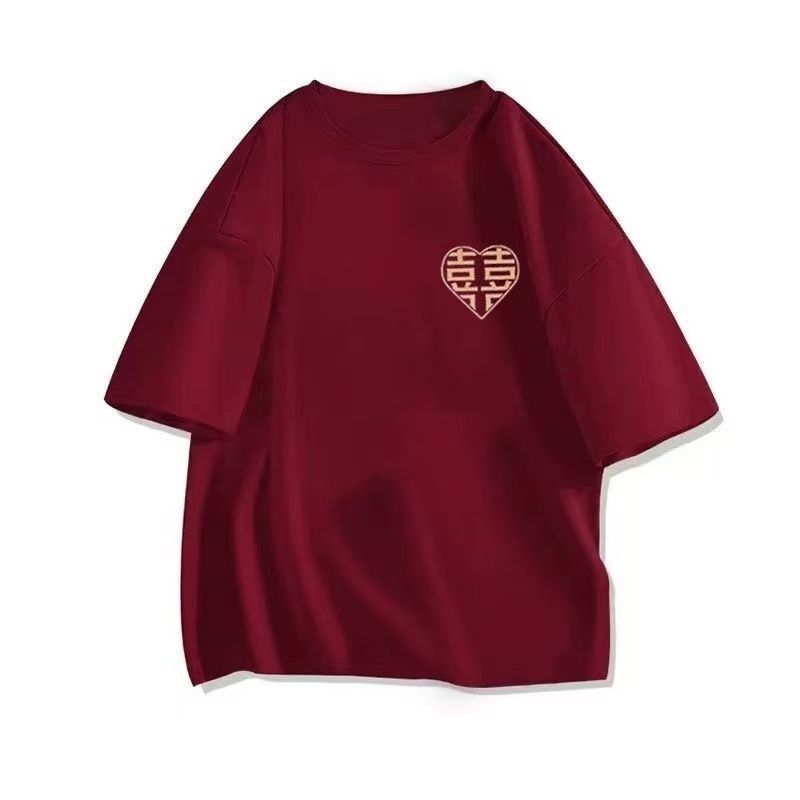 拍结婚登记照情侣装夏装季短袖t恤新款定制订婚宴领证衣服