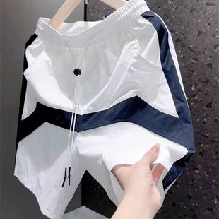 2025新款 子男士 拼接休闲短裤 青少年男款 夏季 宽松沙滩裤 痞帅五分裤