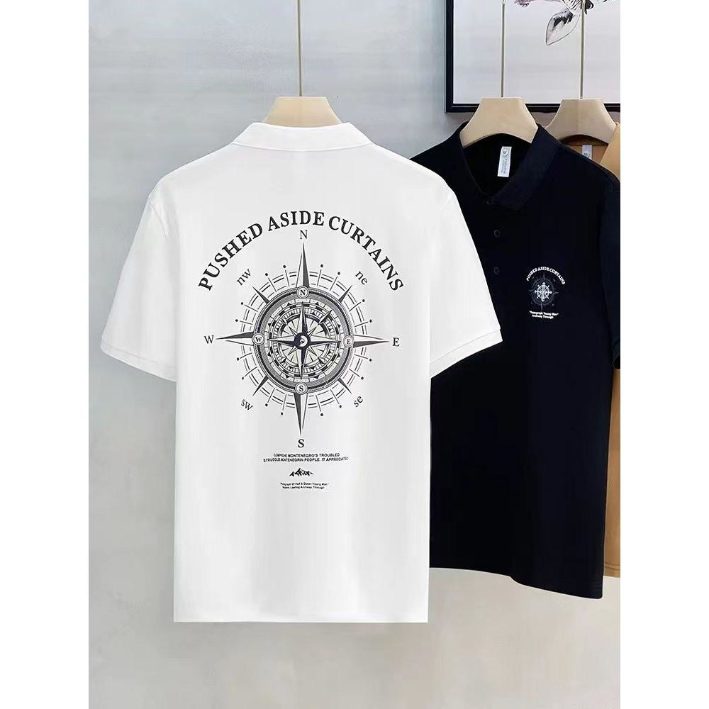 潮牌网红有领短袖POLO衫男2026夏季新款t恤男士印花翻领半袖T保罗