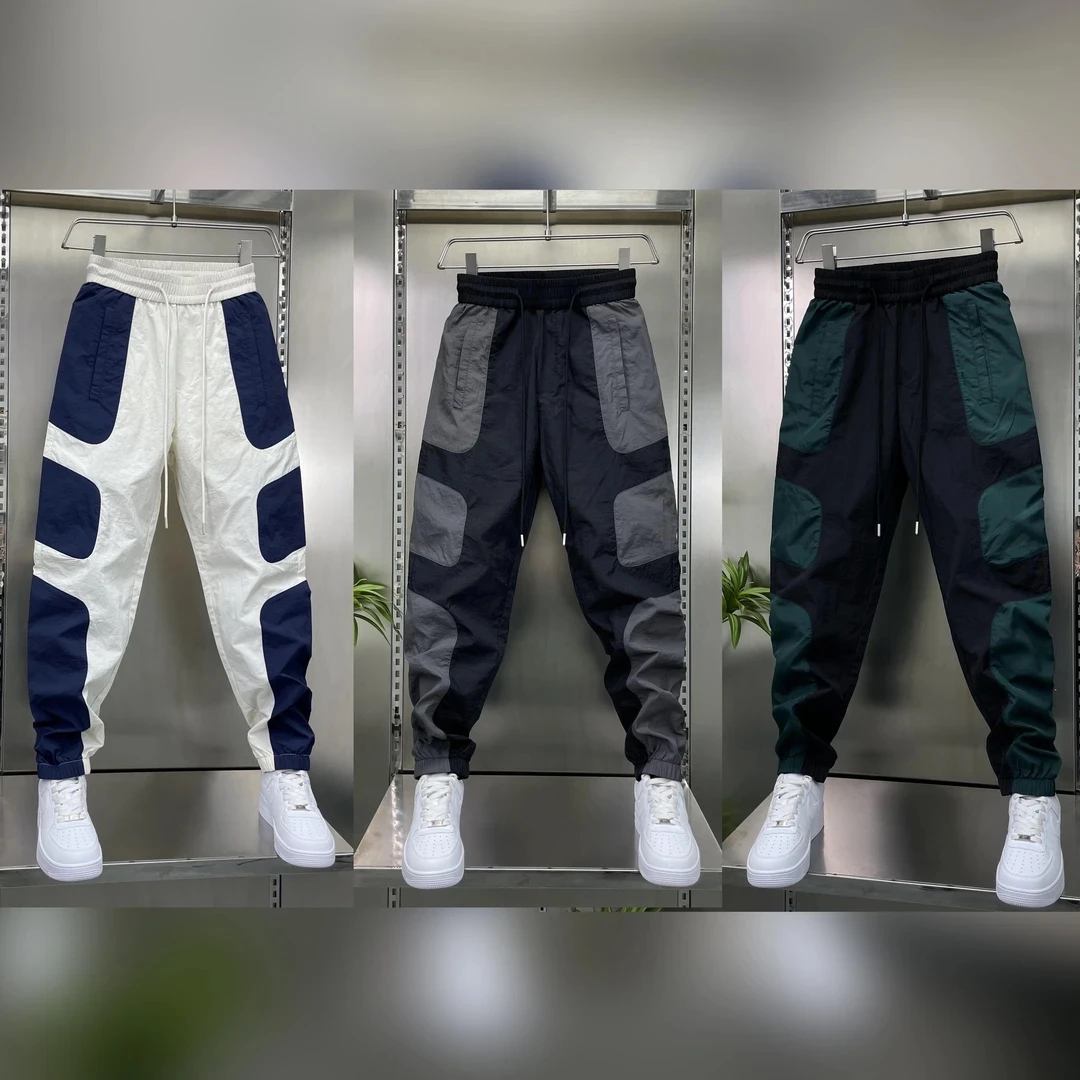 夏季薄款拼色宽松束脚裤高品质男款休闲裤潮流新款时尚百搭运动裤