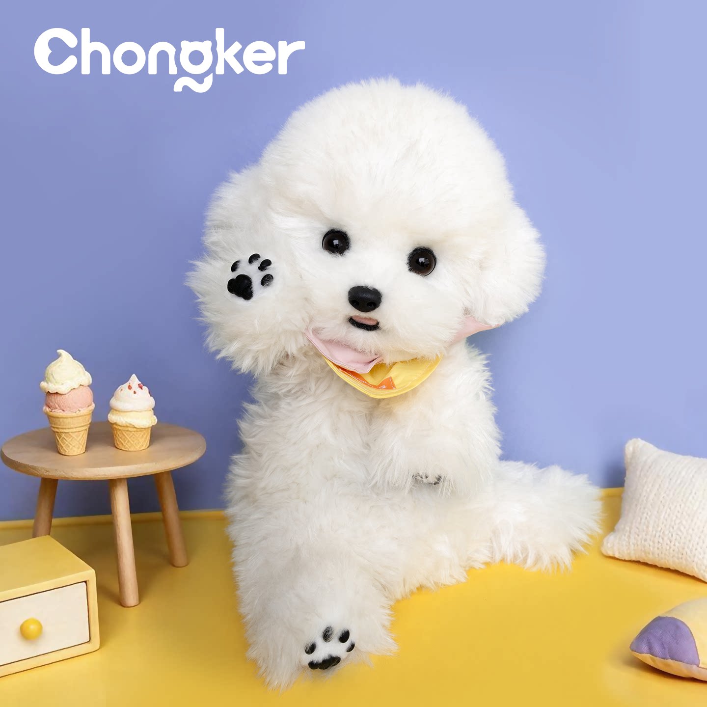 【官方正版】Chongker比熊抱偶毛绒娃娃玩偶公仔仿真可爱礼物玩具