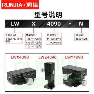 X轴燕尾槽平台LWX/LWY/LWZ/2542/4040/4060/4090手动位移微调滑台