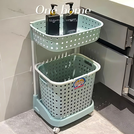 脏衣篮家用分区多层洗衣篮子带轮高颜值卫生间收纳篮可移动小推车