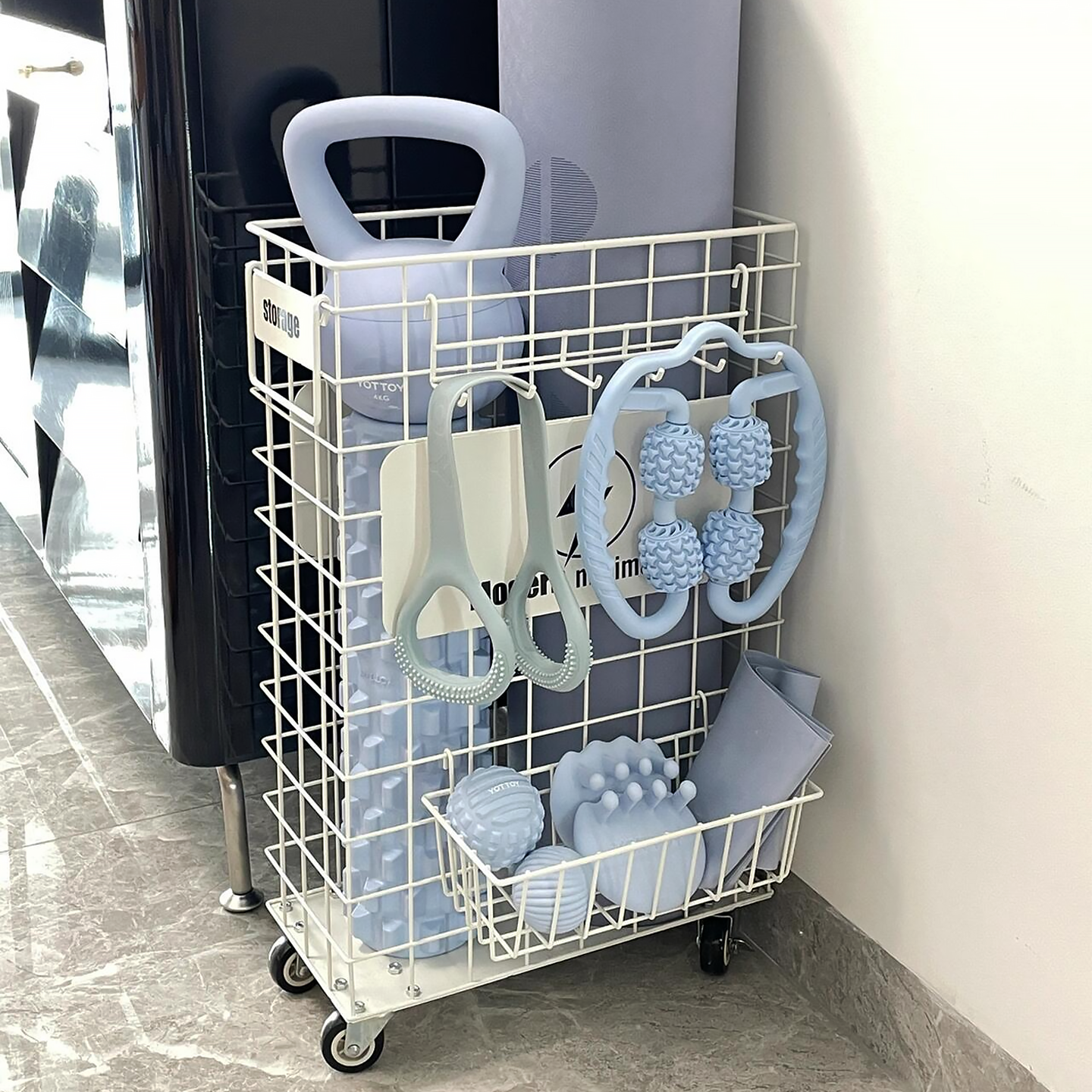 运动器材收纳架家用健身器械置物架带轮移动瑜伽垫收纳车多功能,收纳整理,运动器材收纳用具,淘宝优惠券,粉丝福利购,淘宝优惠卷