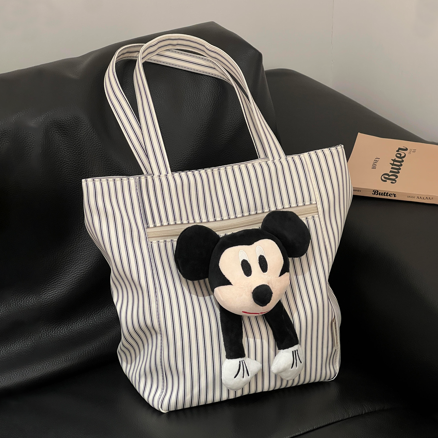 米奇大容量托特包上班上课通勤松弛感2026新款女帆布单肩手提包,箱包皮具/热销女包/男包,托特包,淘宝优惠券,粉丝福利购,淘宝优惠卷