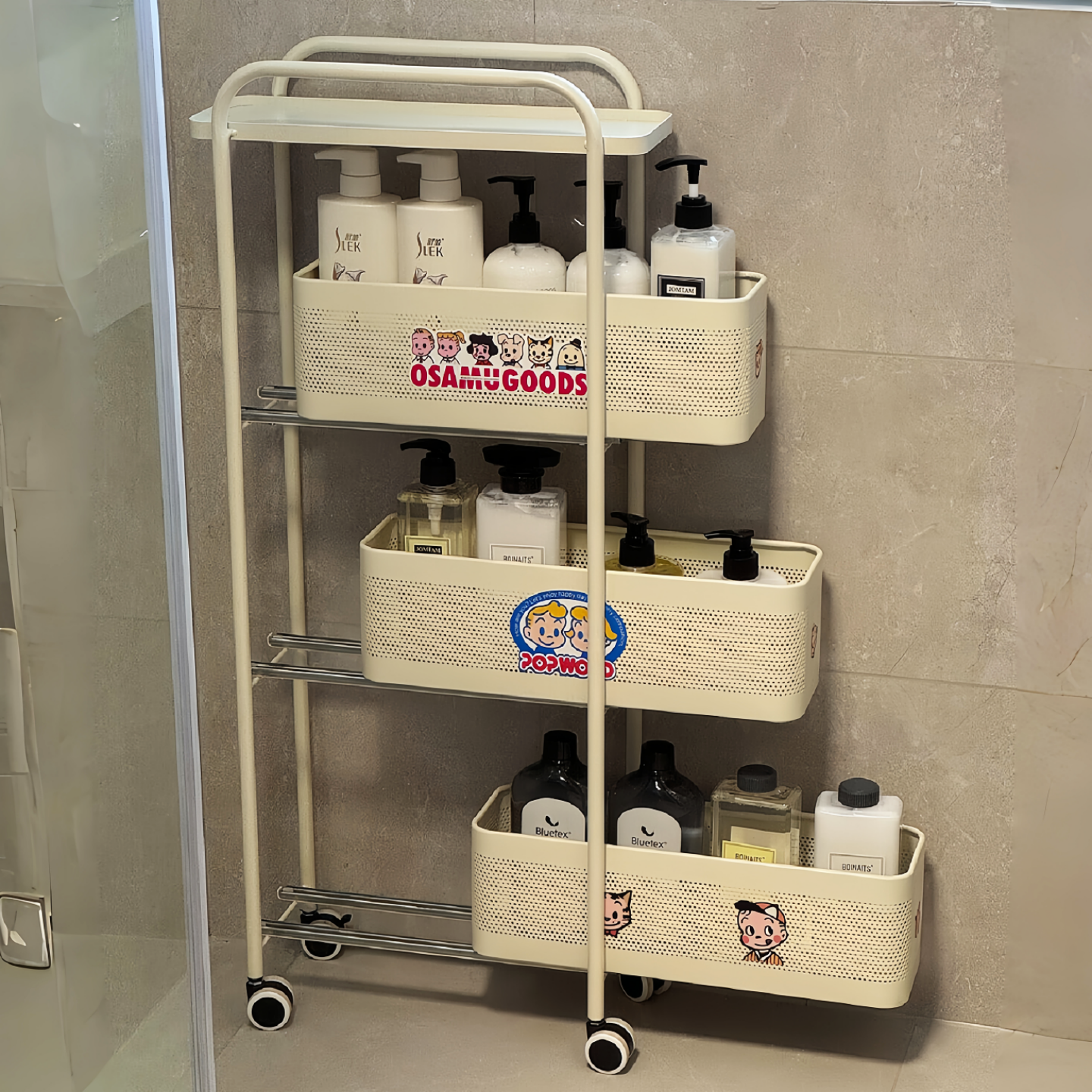 卫生间夹缝置物架浴室厕所多功能落地多层收纳架不锈钢小推车架子