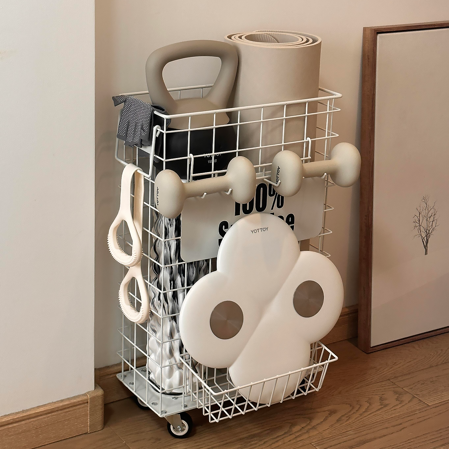 运动器材收纳架家用健身器械置物架带轮移动瑜伽垫收纳车多功能,收纳整理,运动器材收纳用具,淘宝优惠券,粉丝福利购,淘宝优惠卷