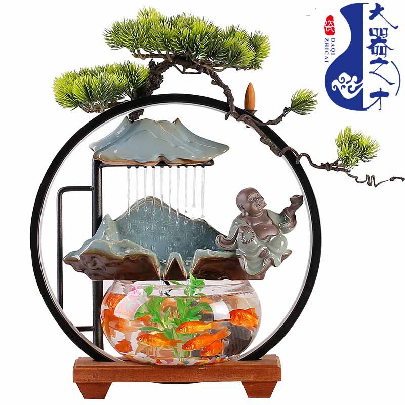 大师艺术高端新中式创意流水喷泉风水招财开业送礼乔迁摆件