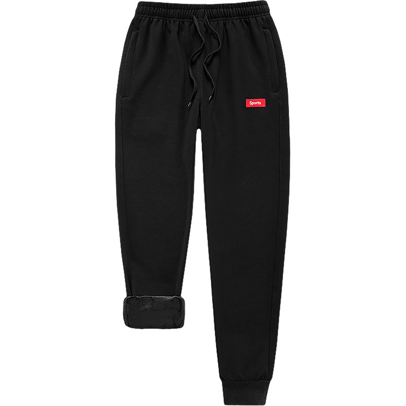 运动裤男纯棉秋冬裤子男士束脚潮流卫裤男宽松加绒加厚休闲九分裤