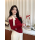 YIYIWANG 厚奶堤红 2色蝴蝶结系带露肩显白显瘦Tee上衣女