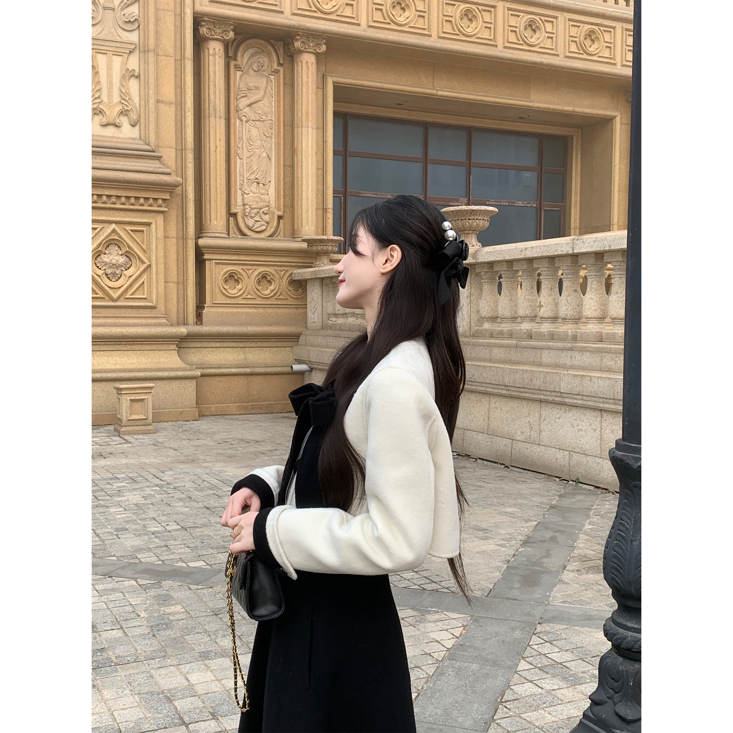 YIYIWANG双面羊毛呢外套半裙