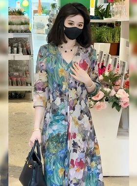 【Linda姐高端线】夏季新款时尚轻奢印花法式连衣裙AS5LYH0266