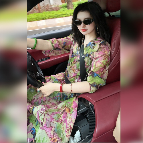 夏季新款A字裙洋气印花连衣裙