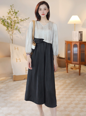 【Linda姐高端线】早秋季法式撞色连衣裙女中长款a字裙AF4LQT0243