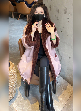 【Linda姐高端线】冬季时尚气质加绒加厚保暖休闲中长款棉衣外套