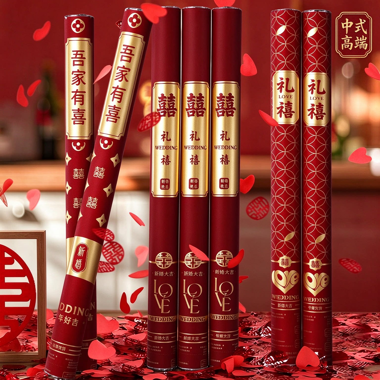 礼花筒结婚礼炮婚礼手持手拧式婚礼迎亲喷花筒彩炮婚庆用品中式