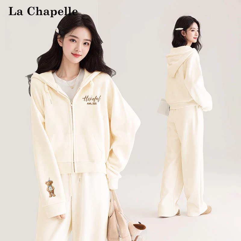 拉夏贝尔运动套装女2026新款卫衣休闲裤学生秋天出游服装两件套w