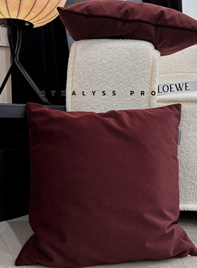 RYKALYSS深红色复古酒红色暗红丝绒抱枕沙发靠垫复古美式