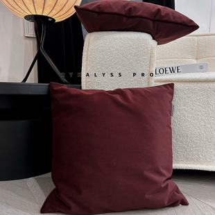 RYKALYSS深红色复古酒红色暗红丝绒抱枕沙发靠垫复古美式