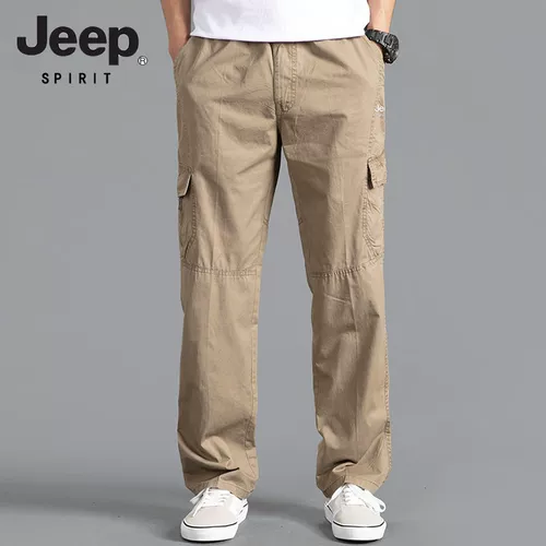 Jeep, осенние дорожные спортивные хлопковые штаны, свободный прямой крой