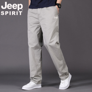 长裤 JEEP吉普纯棉休闲裤 胖子工装 纯棉中老年宽松爸爸装 子男 男秋季
