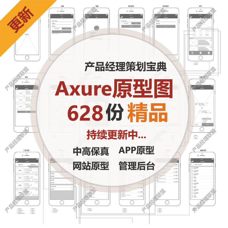 Axure交互原型图元件库组件可视化图表web端app小程序网页站资料