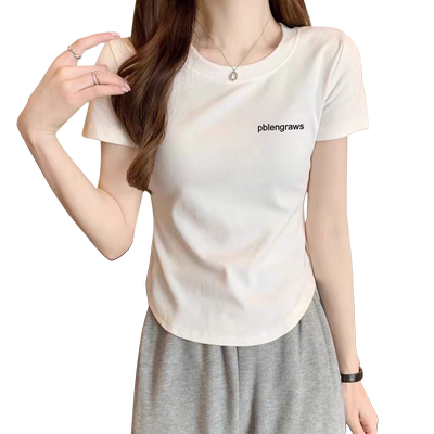 短款修身辣妹小衫简约短袖t恤女
