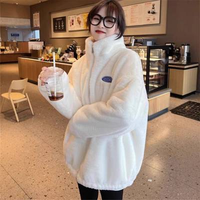双面羊羔毛茸茸外套皮草女秋冬季2024新款仿獭兔毛毛绒上衣厚棉服