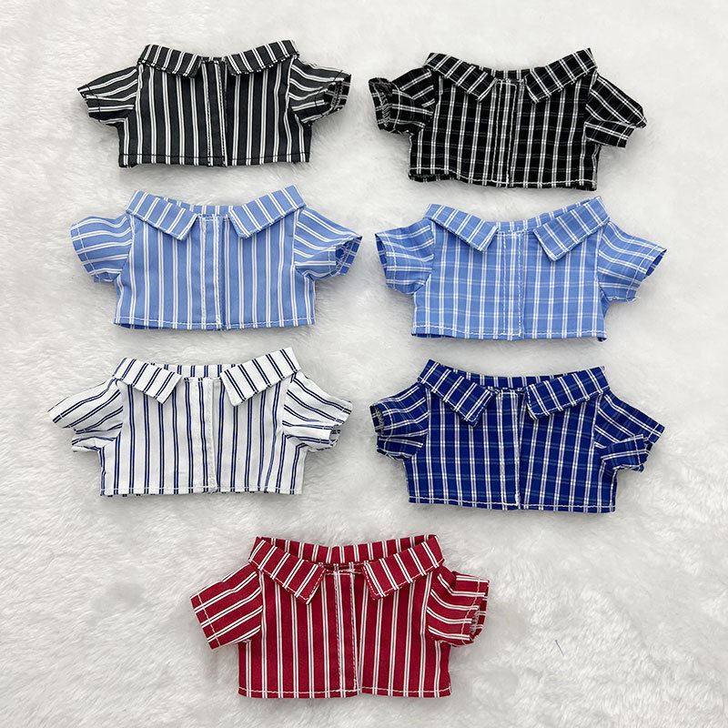 10cm20cm娃衣条纹衬衫15cm棉花娃娃套装病号服睡衣玩偶衣服无属性