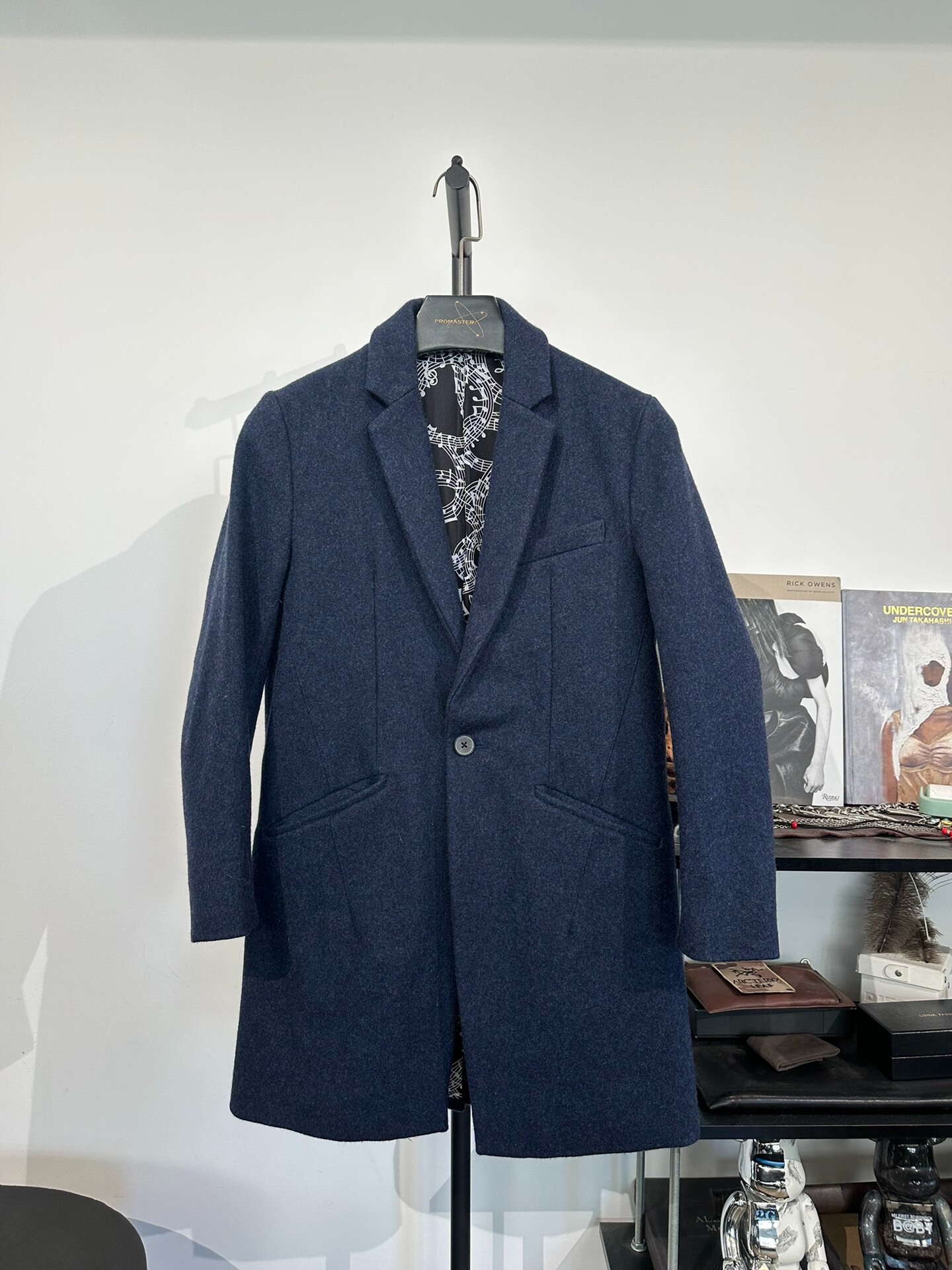 Navy Woolen Blazer Coat w/ Music Note