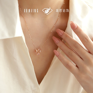 瑞恩钻饰葫芦天然真钻18k玫瑰金项链套链送女友新年礼情人节礼物