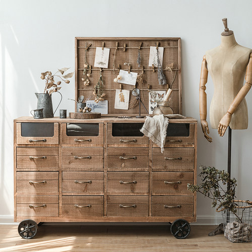 逅花园侘寂风餐边柜置物架实木