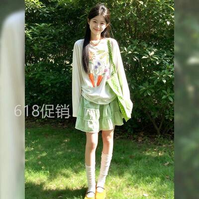 夏日穿搭一整套2026小个子韩系小清新甜美减龄罩衫短裙套装两件套