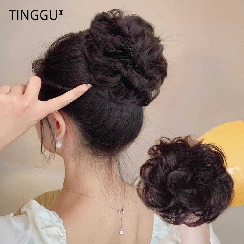 丸子头假发女真发发圈蓬松显发量