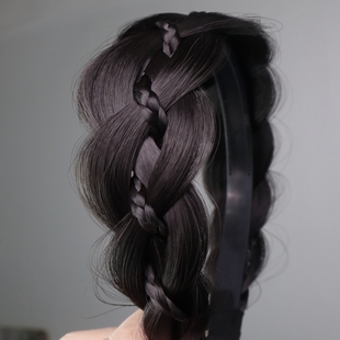 假发发箍遮白发发缝的头饰鱼骨辫女新款高颅顶夹心麻花辫子发饰