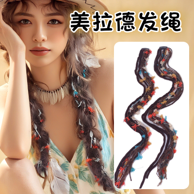 民族风麻花辫彩绳编发绳扎辫子绳