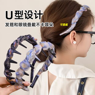 眼镜发箍高颅顶蓬松显脸小碎发整理神女器带齿防滑不夹头箍发卡夹