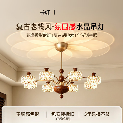 中古客厅吊灯投影花瓣光影主灯