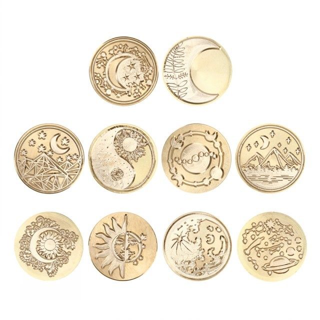 vintage wax seal head star moon craft tools unreal world sea