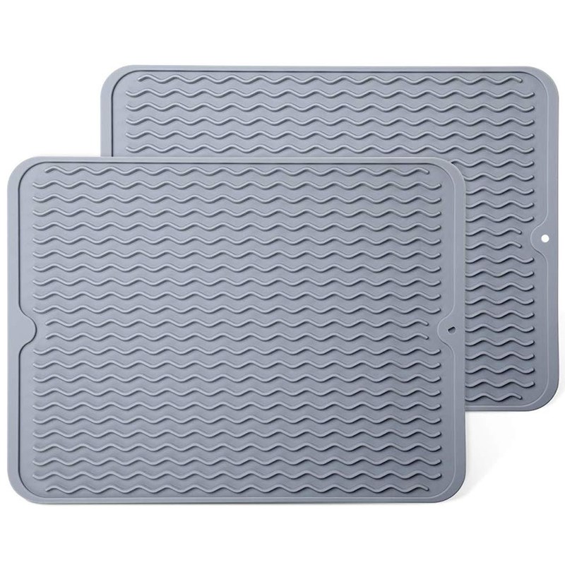 Silicone Dish Drying Mat适用于 Kitchen Counter, 2-Pack Fast