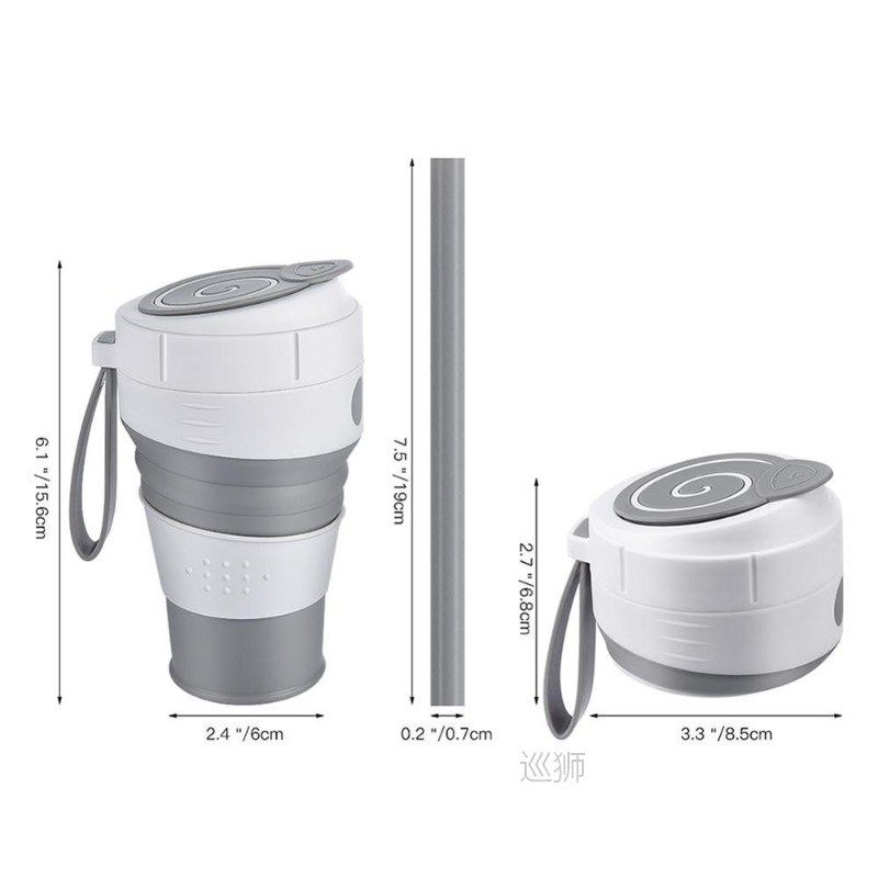 450ml silicone collapsible coffee cup with straw leak-proof